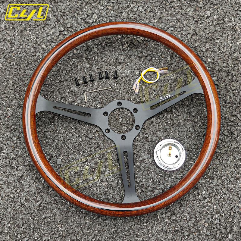 JDM 15inch Wood Style Steering Wheel Universal Vintage Retro Car Sports Steering Wheel