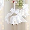 WTEMPO White Lace Ribbon Bells Christmas Tree Hanging Pendents Acrylic Crystal Snowflake Hanging Ornaments Festive Store Scene Christmas Decoration