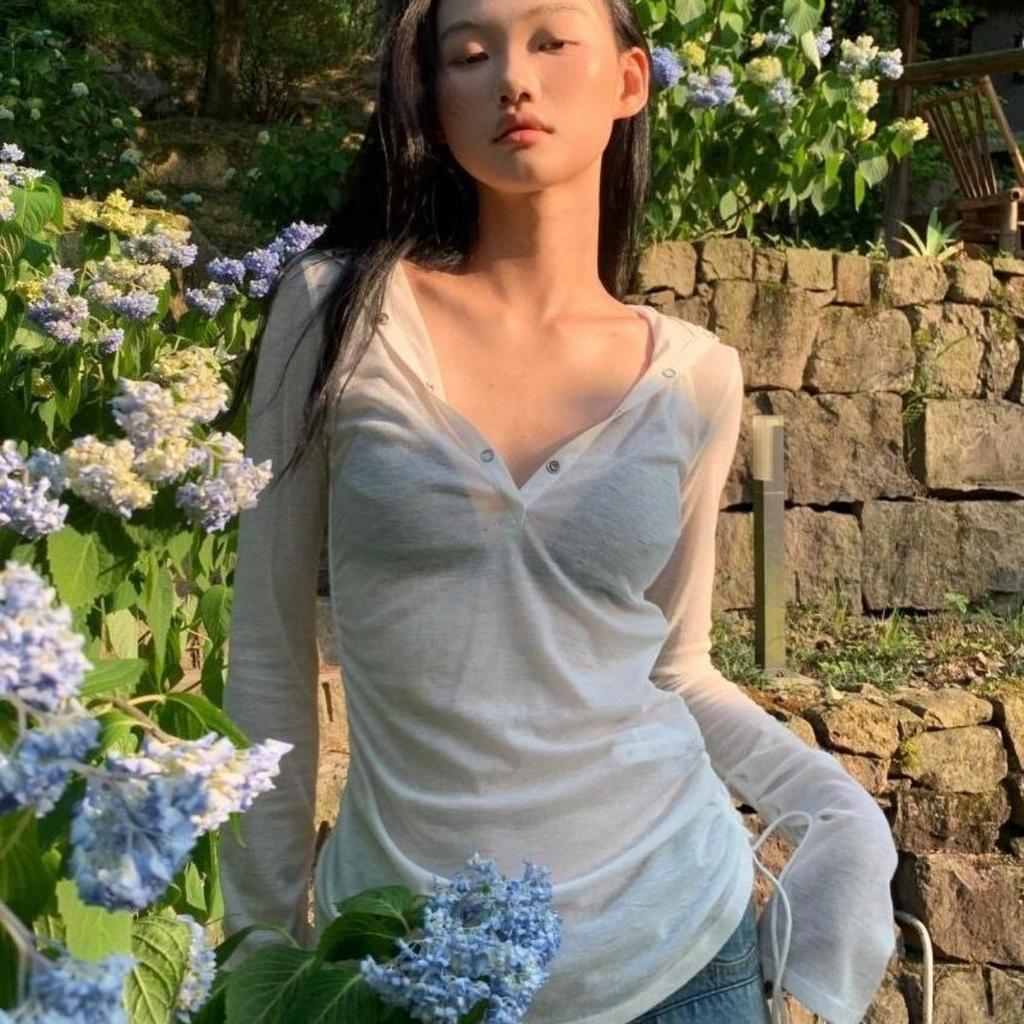 Hooded T Shirt Women Clothes Long Sleeve See Through Slim 2000s Clothes Y2k Tees Female Clothing Chic Spring Tops Korean