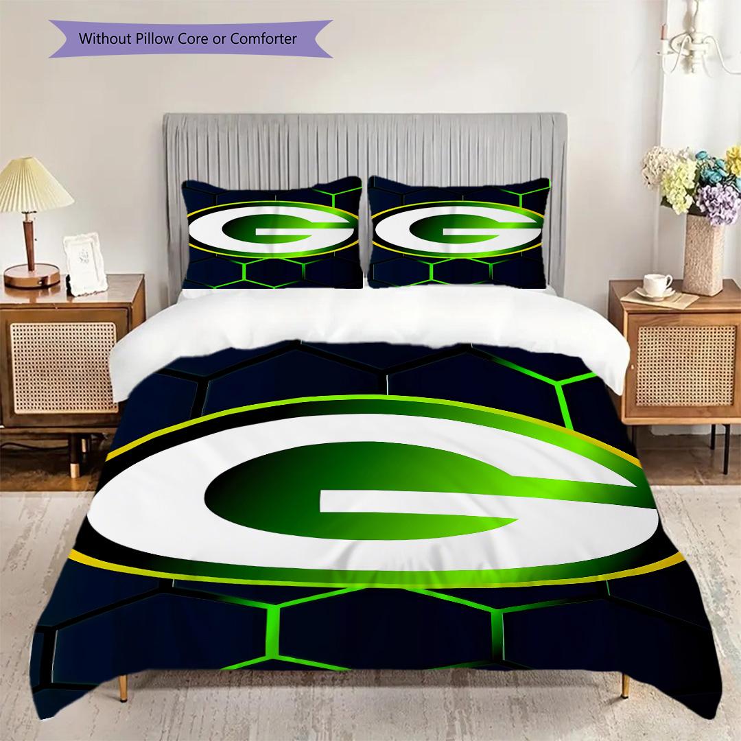

Green Bay Packers Pattern Bedding Quilt Set Quilt Cover Pillowcase Home Decoration Birthday Gift (1 * duvet cover + 2 * pillowcase, without core) 135x200cm