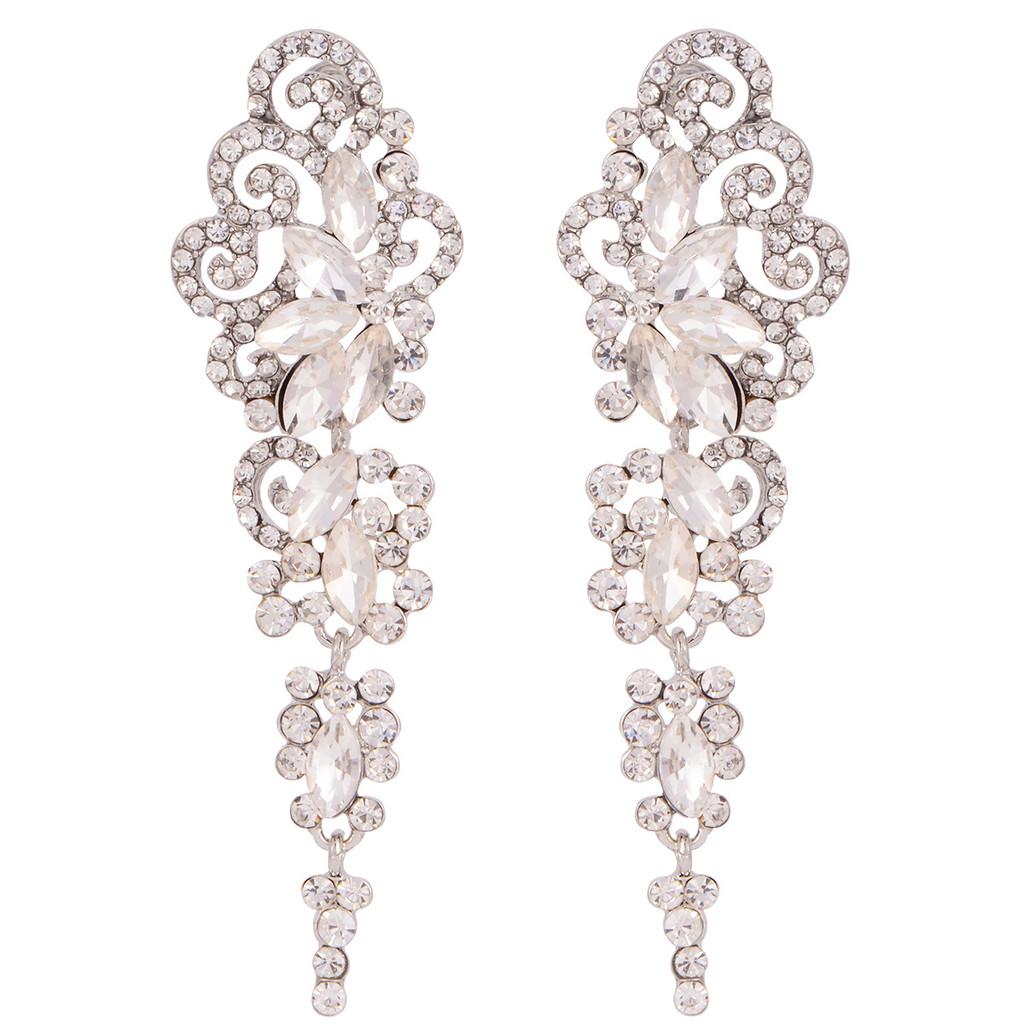 Geometric Water Crystal Earrings With Leaf Design For Romantic Fall Wear