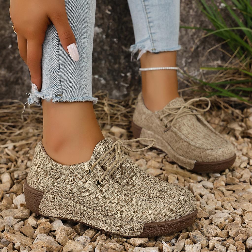 Plus Size Shoes for Women 36-43 Spring Autumn 2026 Women Lace Up Platform Wedges Comfortable Non-slip Flats Sneakers Women