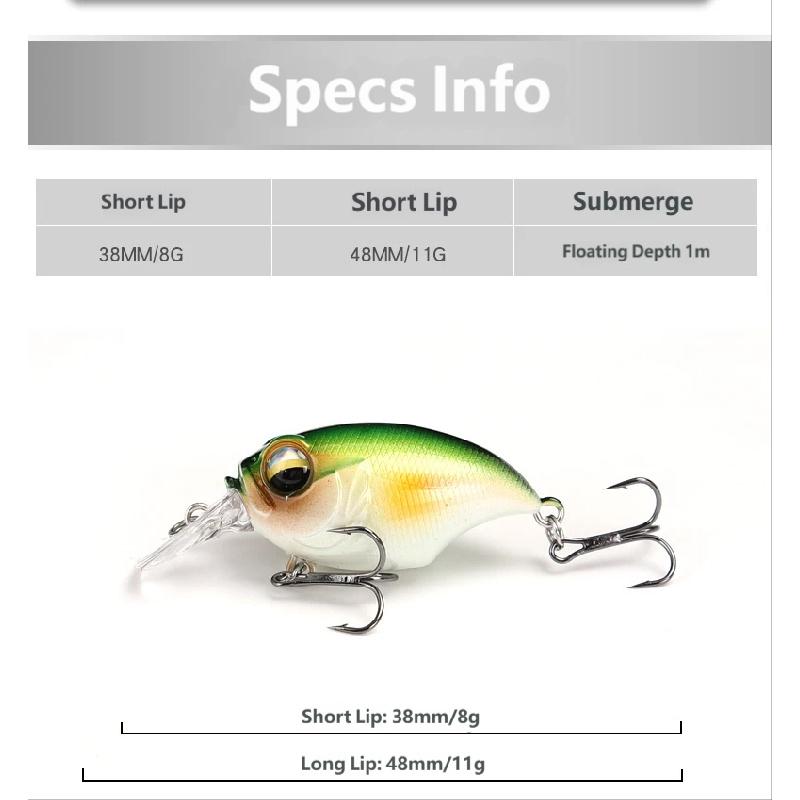 Neuer Crankbait Wobbler Köder 38mm/8g 48mm/11g Hochwertige Haken 10 Verschiedene Farben Künstlicher Köder Harte Angelköder