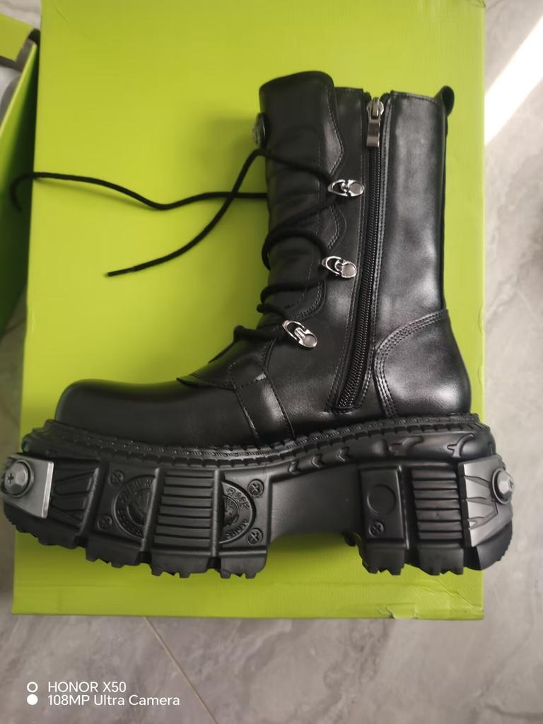 Retro Spanish Motorcycle  All-Match Platform Bootie Men's and Women's Same Heavy Metal Punk Boots