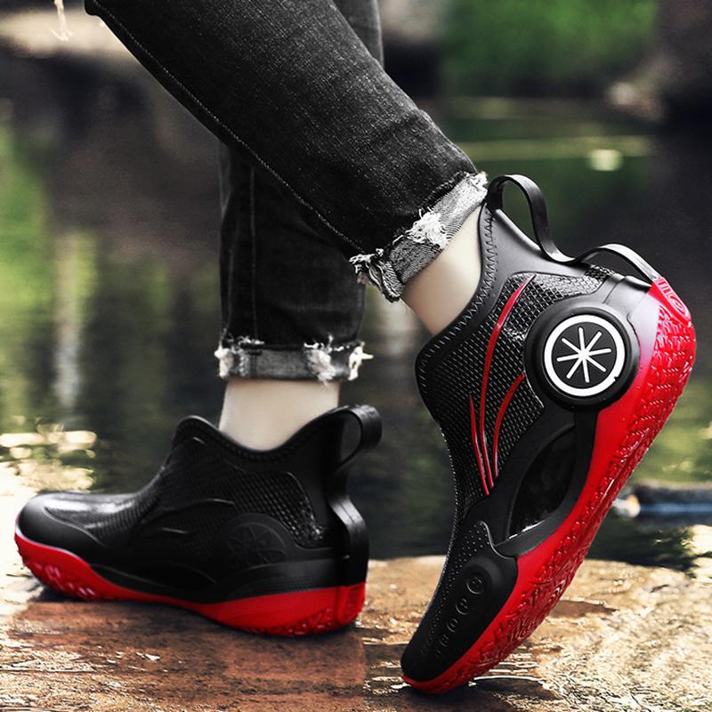 Men's Outdoor Short Tube Fishing Rain Boots Fashion Non-slip Waterproof Rain Boots Indoor Kitchen Work Rain Boots Car Wash Boots