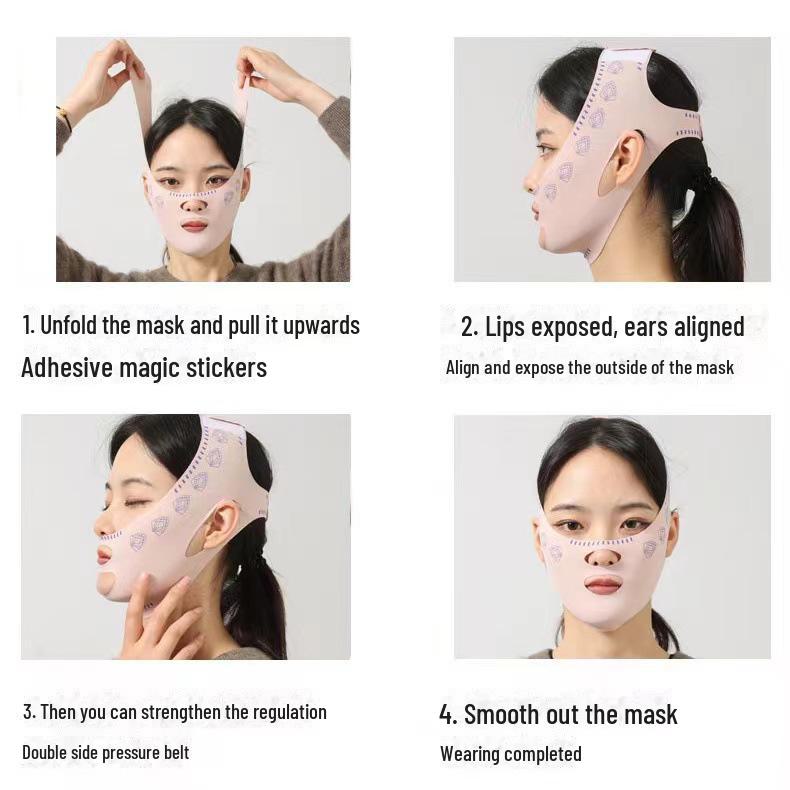 Ansiktsformande Nasolabialrynkbandage Sovmask - Andningsbar Elastisk Uppstramande Hakrem