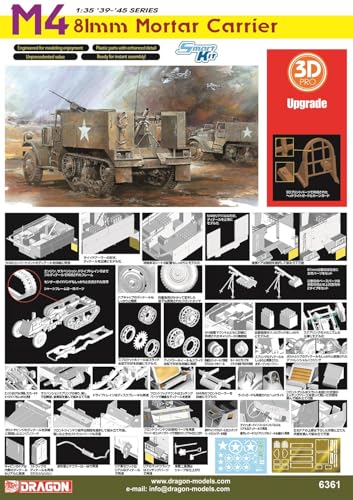 PLATZ Dragon 1/35 WWII American M4 81mm Self-Propelled Mortar with Metal Barrel/3D Printing, Includes Headlight Guard and Horn Guard, Plastic Model DR