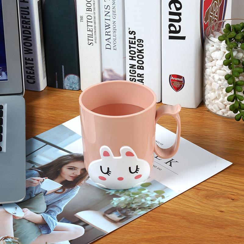 

Cute Cartoon Bathroom Tumbler Cups, Unbreakable Reusable Toothbrush Holders, Plastic Household Drinking Cups 300ml