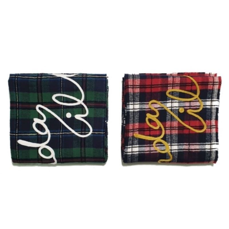 COINONIA [COINONIA CANVAS] Tartan Lettering Scarf_Wine