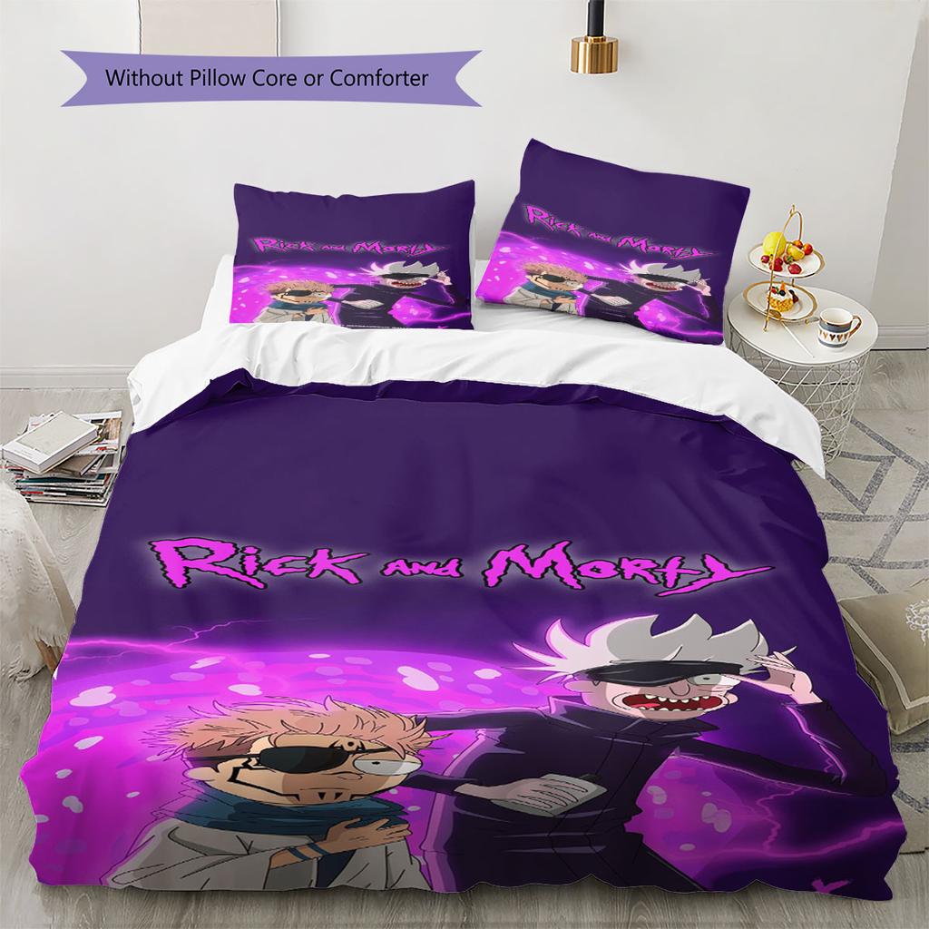Ricky and Morty Printed Coreless Ultra-Soft Sheet Set, Multiple Sizes of Comfortable Bed Sheets, Bedroom Bedding Decoration