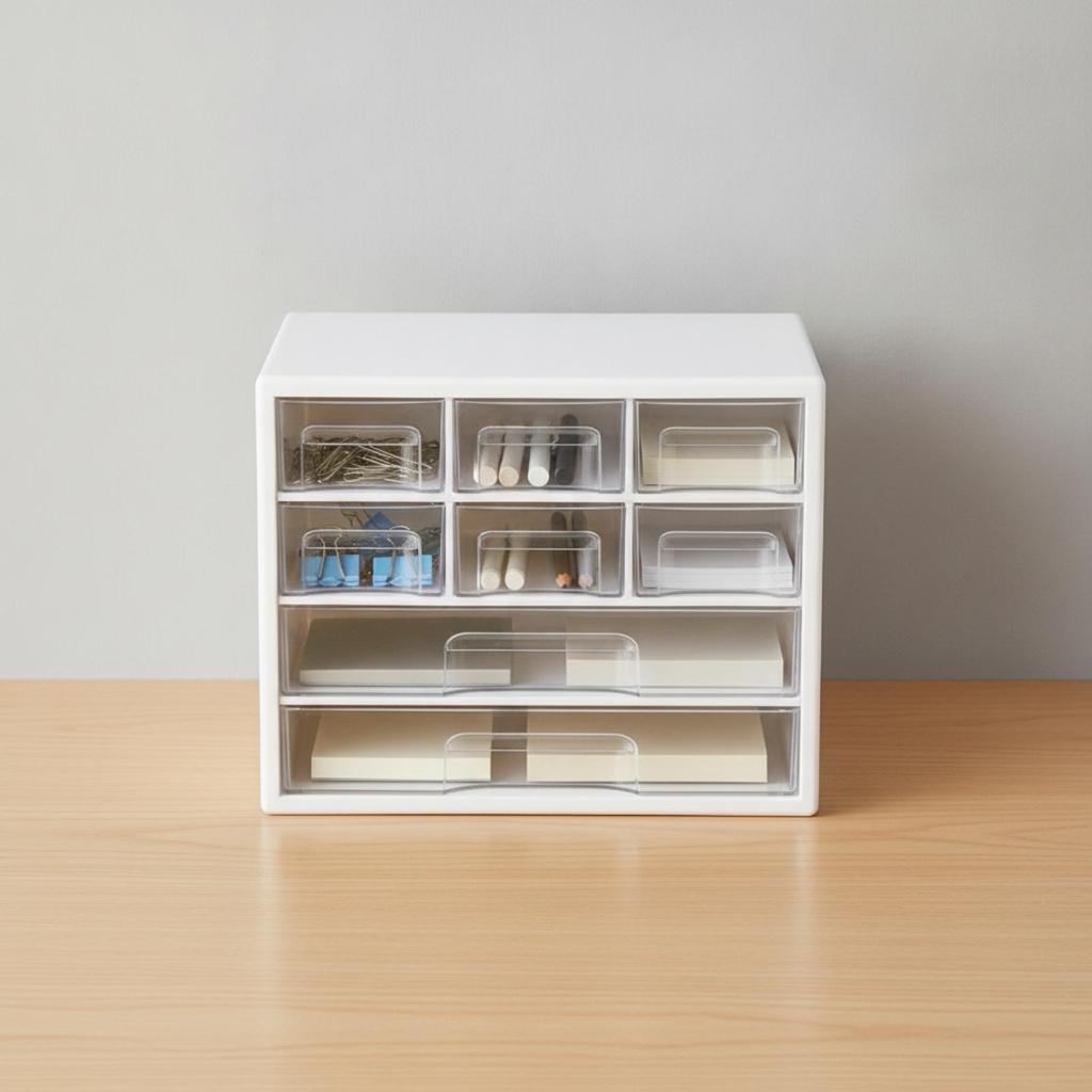 Desktop Storage Organizer with Clear Drawers Compact for Office