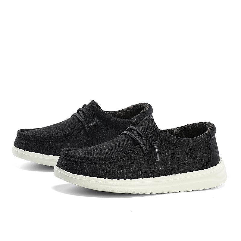Jednoduché plátěné boty, nazouvací, líné boty, rodičovské a dětské boty s nízkým svrškem zvyšující výšku, ležérní denní obuv zakrývající chodidlo, plochý podpatek a protiskluzové spolužačky