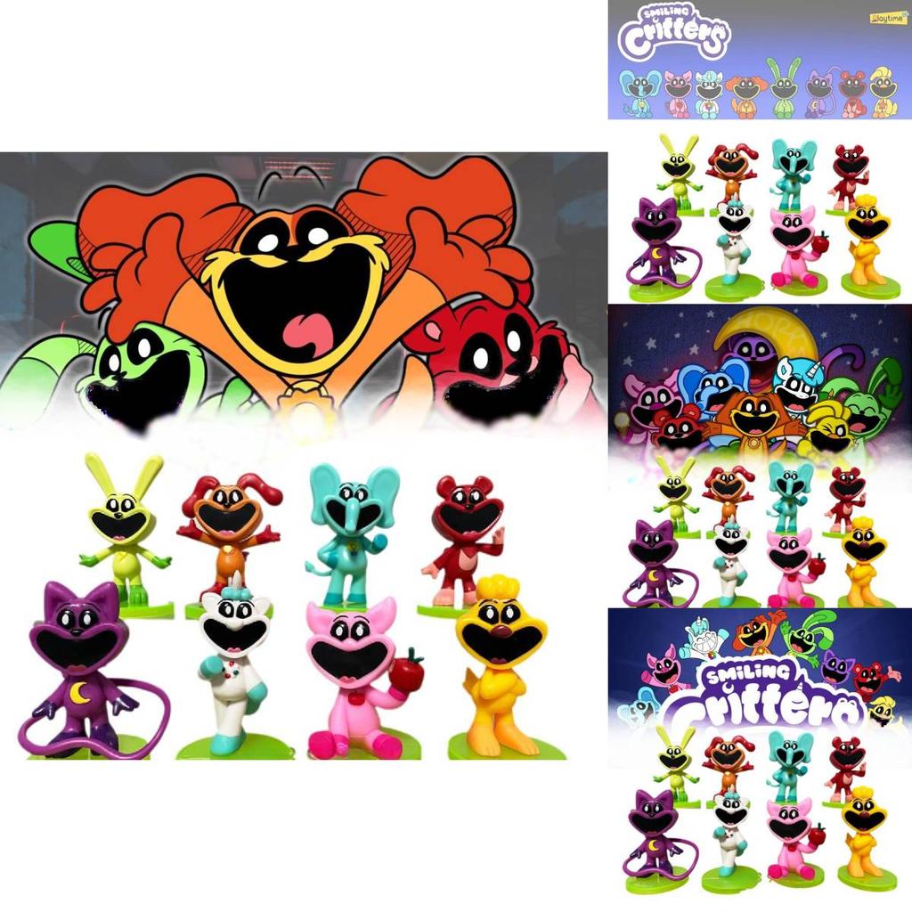 Adorable 8-9cm Smiling Animal Figurines Cake Toppers 8-pack 3d Models