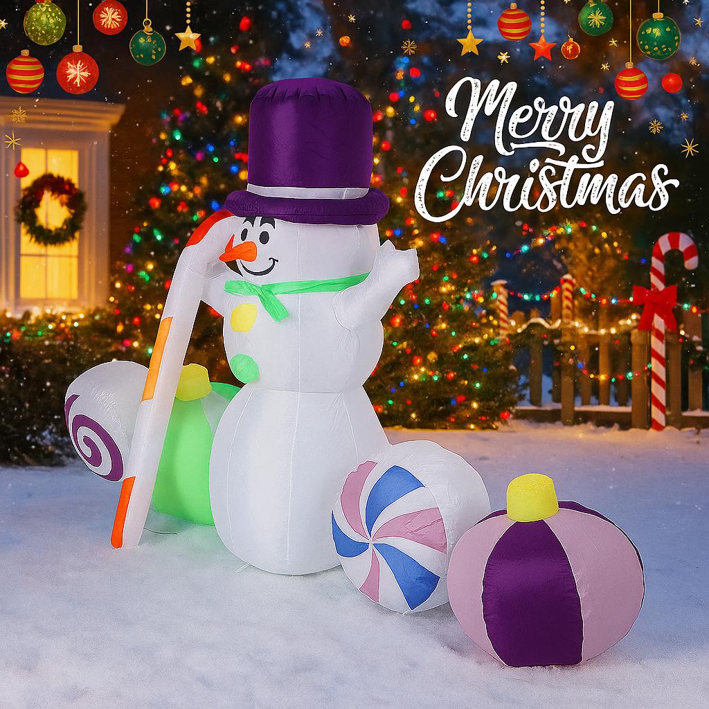 5.91FT Yard Lawn Party Decoration Inflatable Snowman Candy Toy LED Light Xmas Supplies Home Ornaments Christmas Holiday Gifts