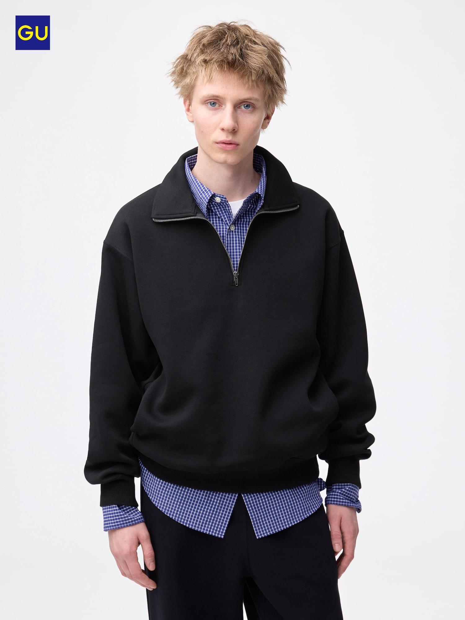 

Uniqlo Gu Тяжелый свитер с застежкой-молнией на половину длины 09 BLACK/UNISEX L