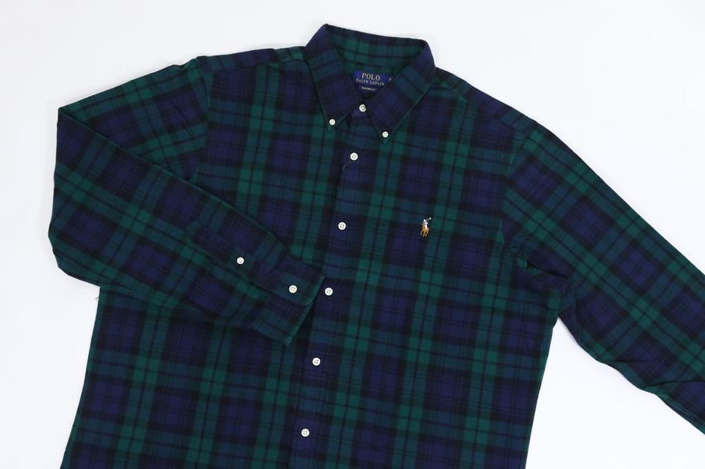 Polo Ralph Lauren Classic Fit Blackwatch Check Cotton Long Sleeve Size Multi Men's Button-Down Shirt, Small, (Product Code 01030060)