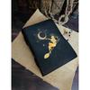 Diario vintage in pelle della luna Grimoire, carta con bordo frastagliato, libro degli incantesimi delle ombre