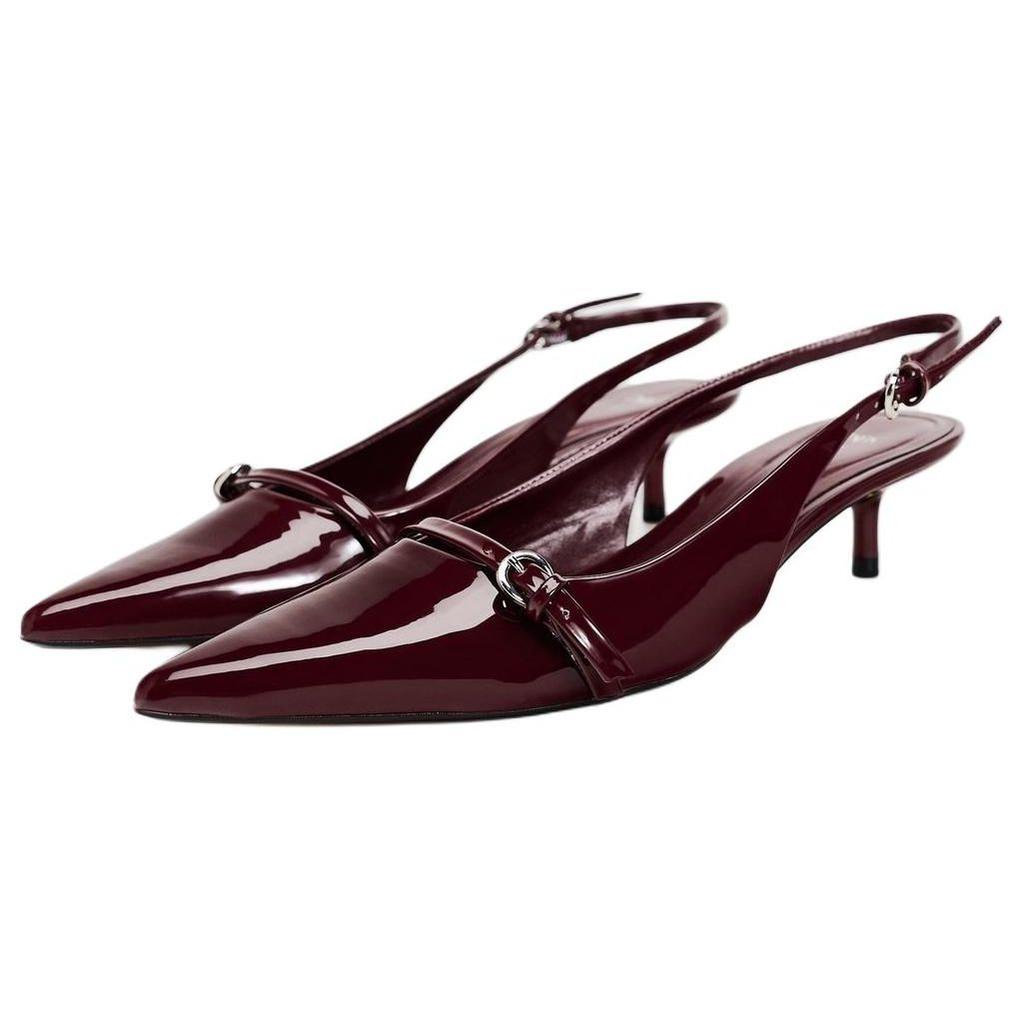 Zara Pu Pointed Versatile Casual Flats Women Flats Burgundy 11210310022
