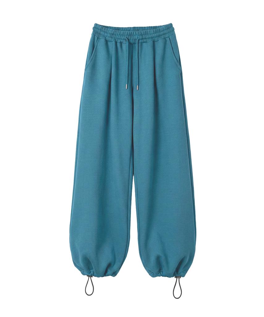 PRINOAR String Single-Pleat Wide Pants - Peacock Green