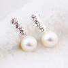 Women's White Faux Pearl Earrings Rhinestone Eardrop Ear Studs Bride Jewelry