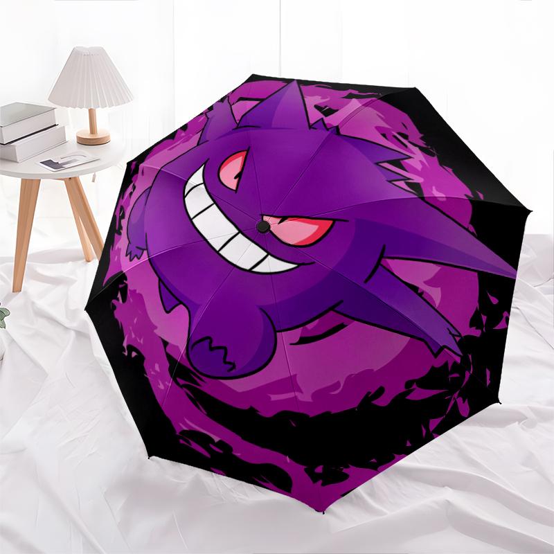 Gengar Pattern, Automatic Folding Umbrella, Portable and Foldable Design, 8 Ribs, a Christmas or Birthday Gift.