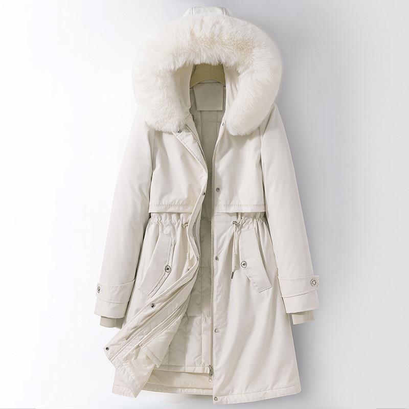 

Thickened Cotton Jacket for One and Three Clothes for Women s Mid-length Over-knee Autumn and Winter Loose Cotton Jacket Liner Detachable Parka Suit M