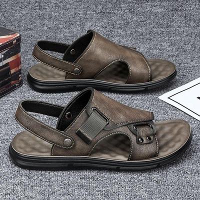 Summer New Men's Sandals with Leather Thick Sole and Anti Slip Beach Shoes Casual Soft Sole Dual-use Sandals