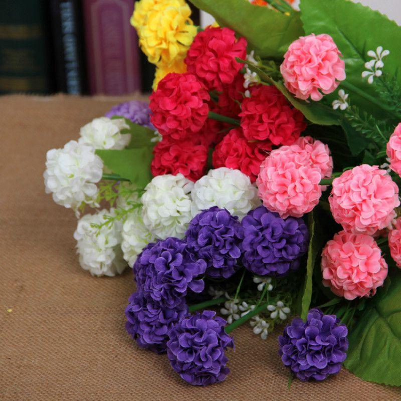 Silk Flowers 8 Heads Artificial Hydrangea Bouquet For Bridal Arrangements**