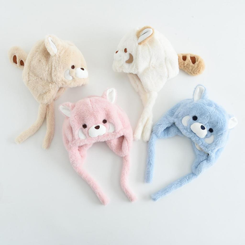 Kids' Cartoon Plush Hat: Warm, Windproof, Ear-Protective Pullover