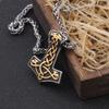 Never Fade Mix Gold Color Thor's Hammer Necklace Viking Scandinavian Wolf Viking Necklace Men Stainless Steel Gift
