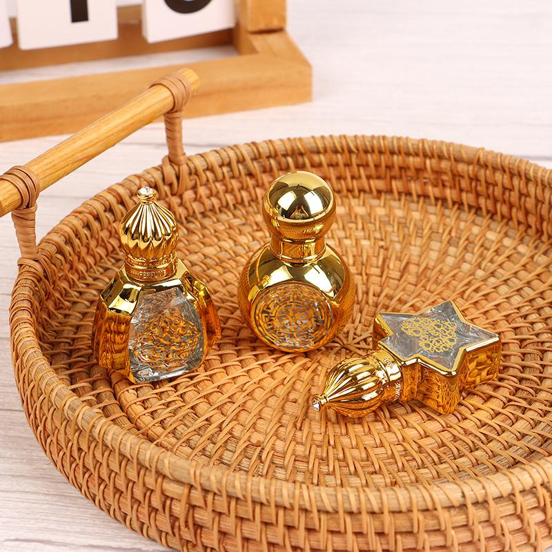 Mini Essential Oil Roller Bottle Crown Shape Perfume Bottling Portable Transparent Travel Electroplated Carve Glass Empty Bottle