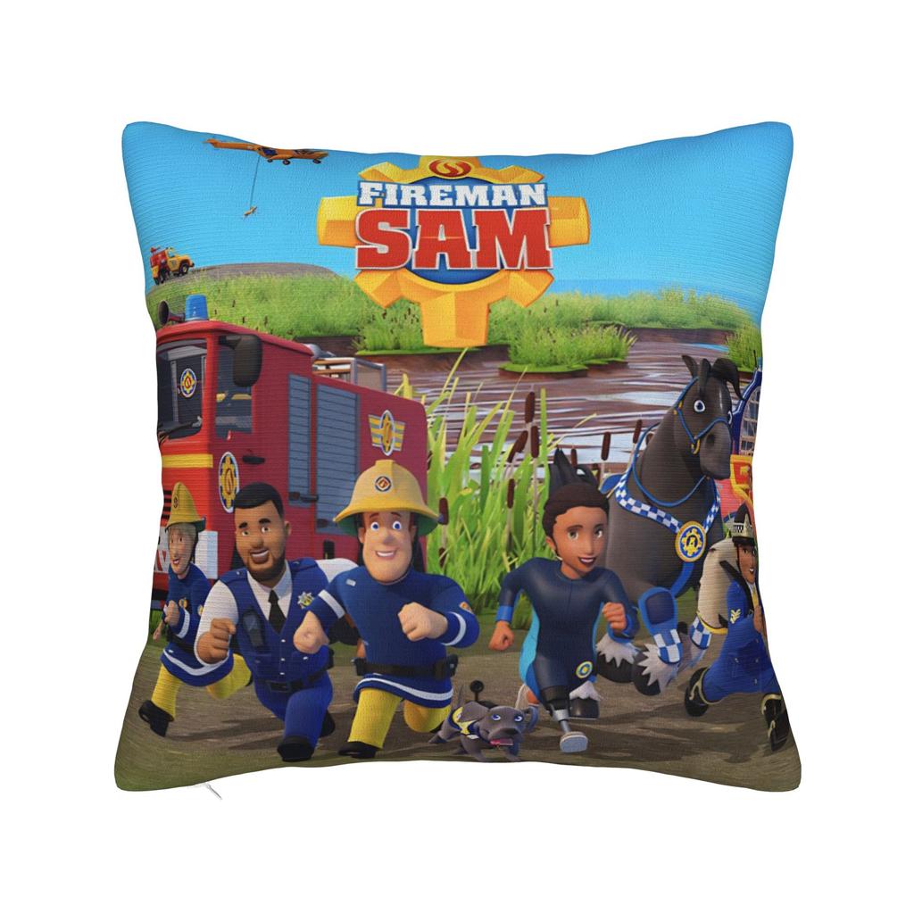 Fireman Sam Square Pillow Case Firefighters Cartoon Cushion Covers Awesome Zippered Decorative Pillowcase for Sofa 40*40cm