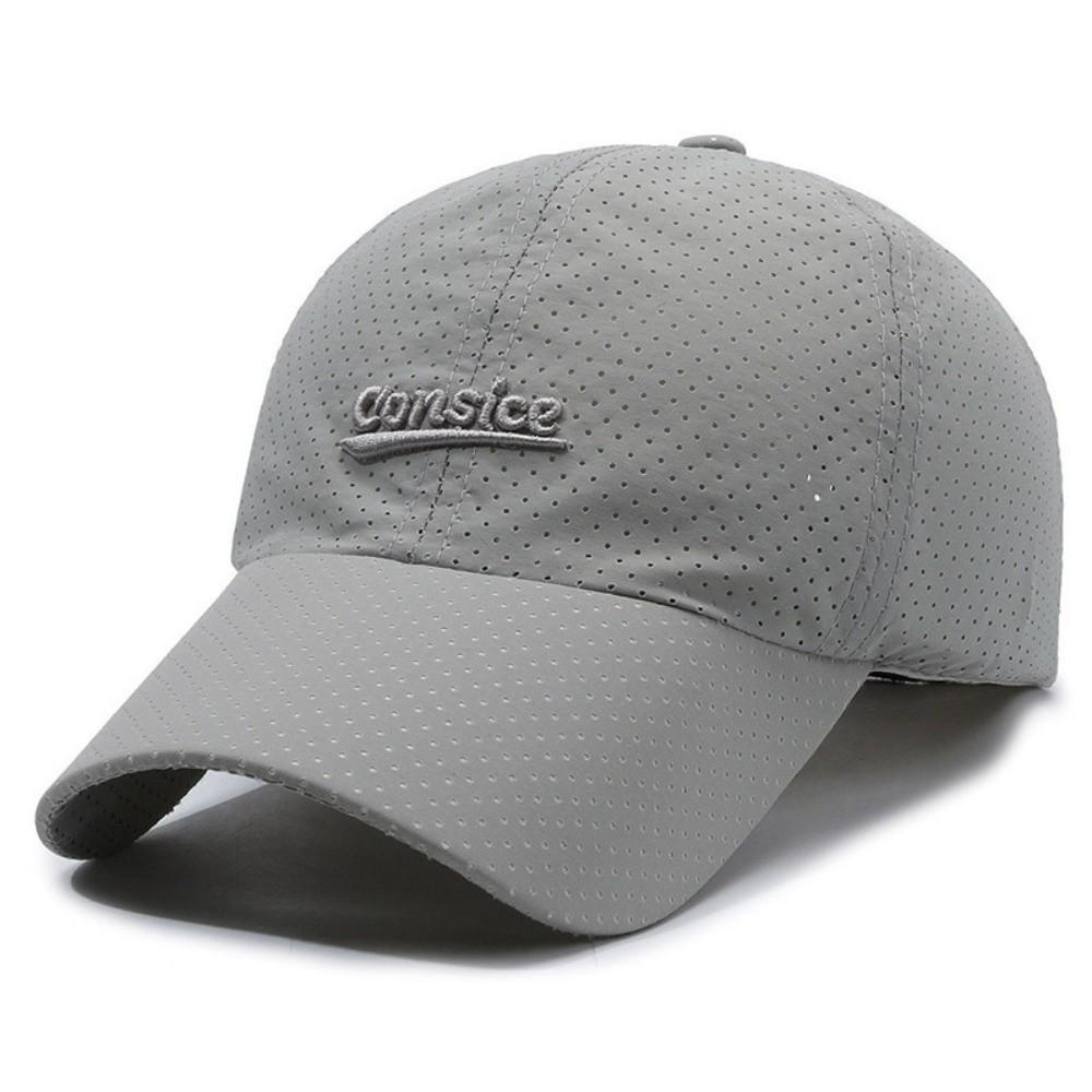 

Letter Embroidery Summer Sun Hat Breathable Perforated Baseball Cap Quick-Drying Hat For Women Men світло-сірого кольору