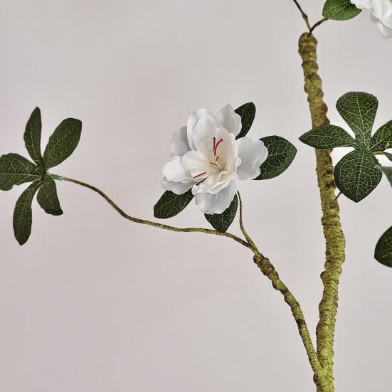 Artificial Azaleas Realistic White Flowers Bendable Stems Long-Lasting Lifelike Flowers No Maintenance Home Decor Wedding Floral