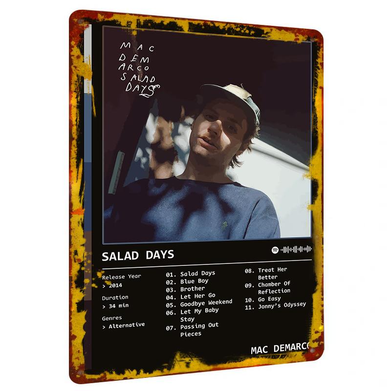 

Mac DeMarco Salad Days Album Cover Custom Metal Tin Sign Vintage Music Art Decor for Home Bar 20x30cm（7.8x11.8inch）