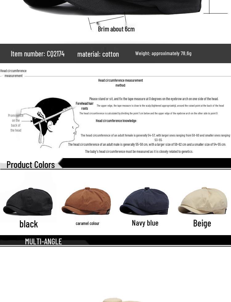 Unisex Adjustable Baseball Cap: Classic Eight-Panel British Newsboy Style