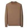 Herren Feinstrick Pullover aus reiner Wolle mit Rundhalsausschnitt, Mondgrau/Weinrot, Einfarbig, Nicht kratzend, Herbstkollektion.