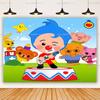Fondo Fotográfico con Diseño de Plim Plim, Temática de Payaso Mágico, Decoración de Fiesta Infantil
