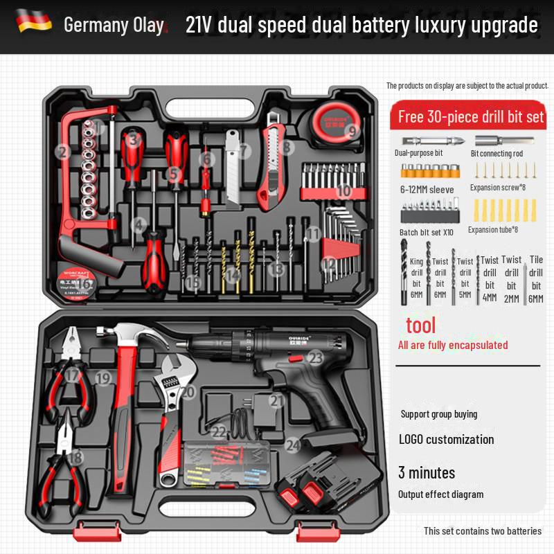 Multipurpose Lithium Electric Screwdriver Set with Rechargeable Hand Drill - Household Tool Box for DIY Projects.
