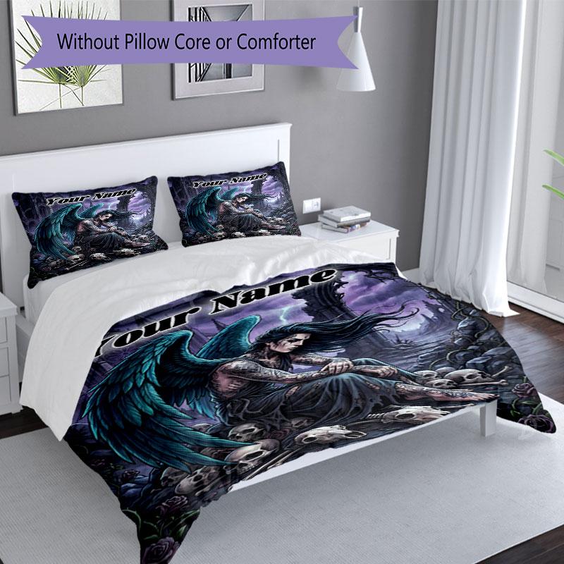 3pcs Custom Name Dark Angel's Lament Bedding Set Printed Bedding Set Duvet Cover Closure Includes 1 Duvet Cover & 2 Pillowcases Bedroom Decor