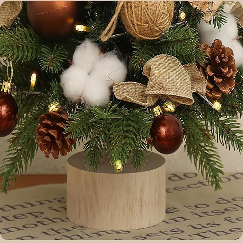 Christmas Tree Christmas Decorations Indoor Arbol De Navidad Con Luces Small Christmas Tree with Lights Warm Wooden Base for Christmas Decor Home