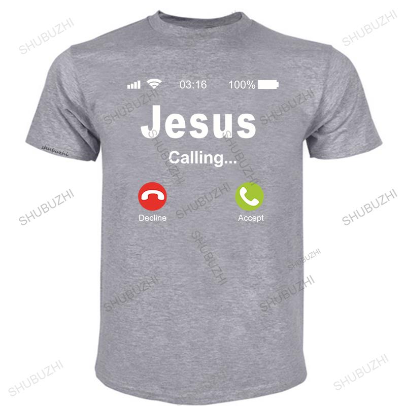 

Men Cotton o-neck T Shirt Summer shubuzhi Tshirt Jesus Is Calling Christian-Unique Funny T-shirt unisex tee-shirt Vintage tees 4XL