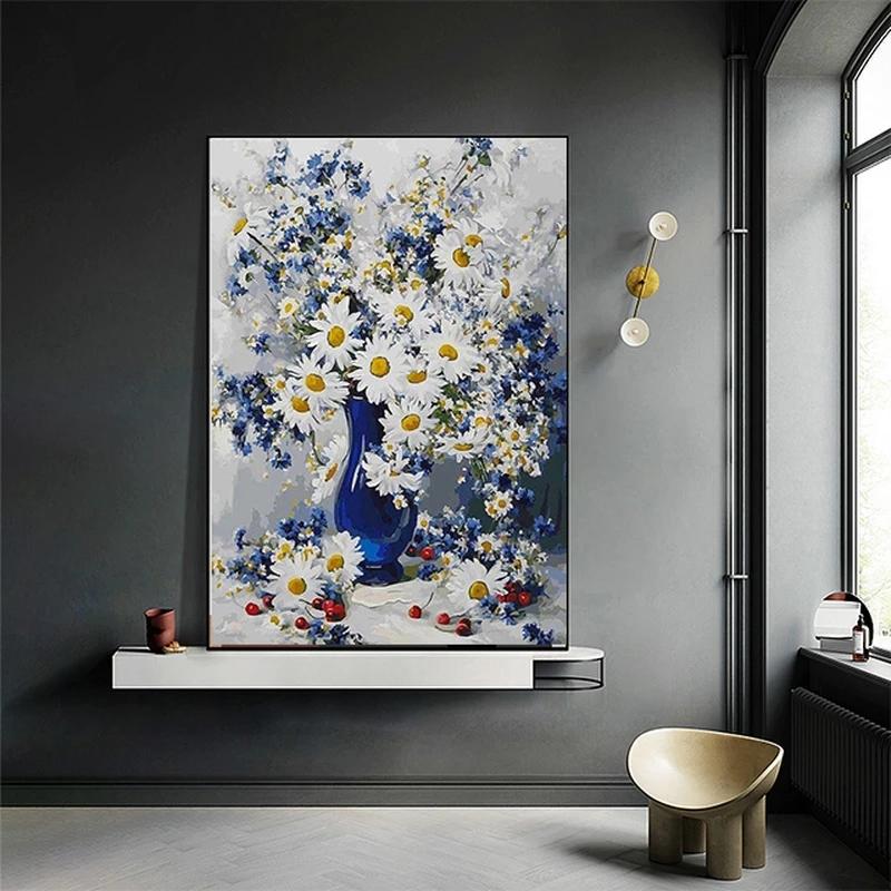 

Картина на холсте с ромашкой, цветочные постеры для детей, украшение спальни, дом, настенная живопись на холсте, украшение спальни для девочек 20*40cm No Frame