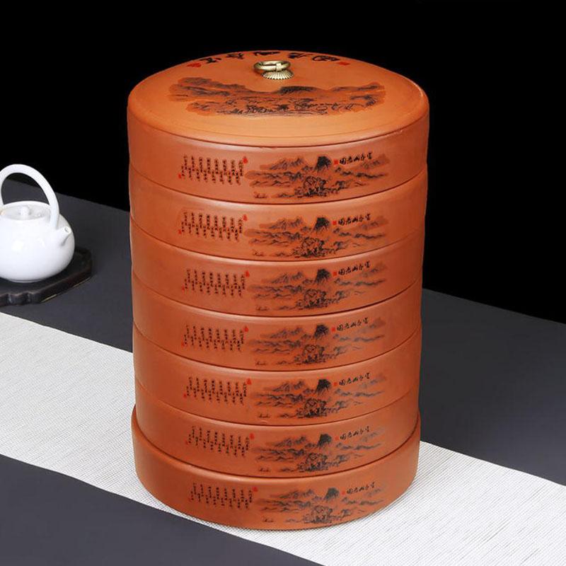 Tea Cake Storage Box Multi-Layer Ceramics Sealed Tank Snack Storage Case Elegant Printing Tea Caddy  Nut Coffee Bean Organizer