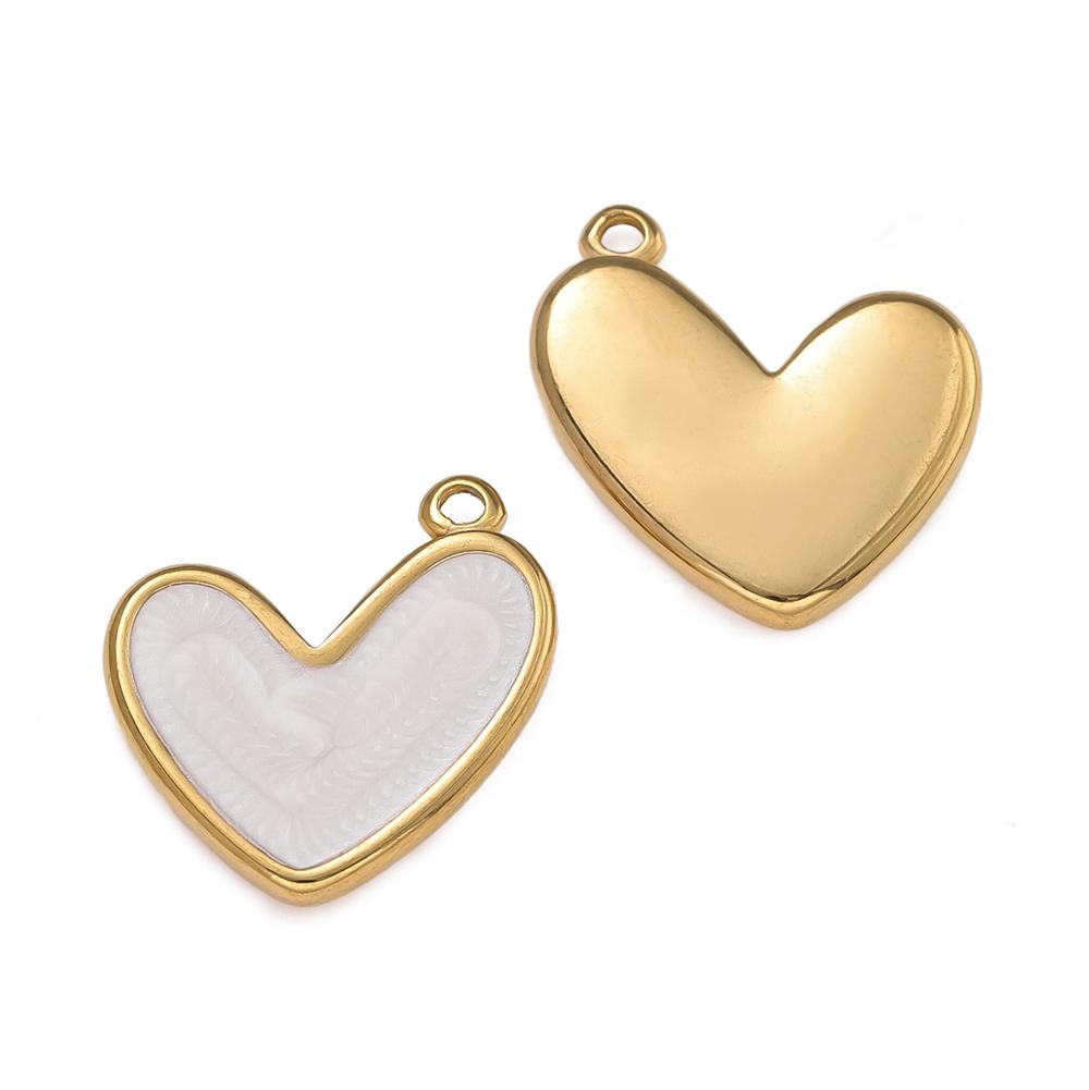 2Piece/Pack Stainless Steel Colorful Enamel Heart Charms for DIY Necklace Bracelet Earrings Trendy Jewelry Making Findings