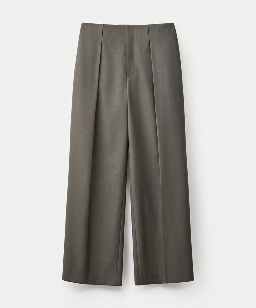 UMARMUNG Worsted Wool Tucked Pants_Peat Gray
