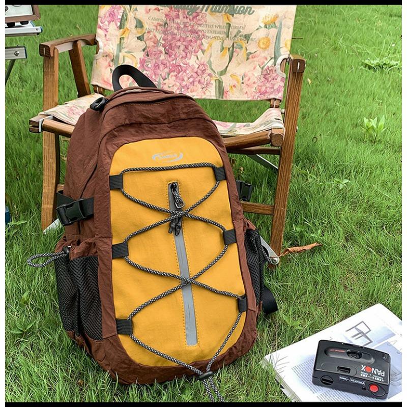 School bag new high-value fresh contrasting color splicing backpack couple lightweight mountaineering travel spring outing backpack