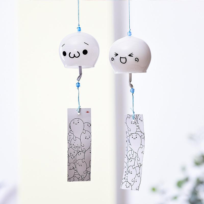 Japanese Style Cute Wind Chime Handmade Glass Painted Hanging Ornament Creative Gift for Girls