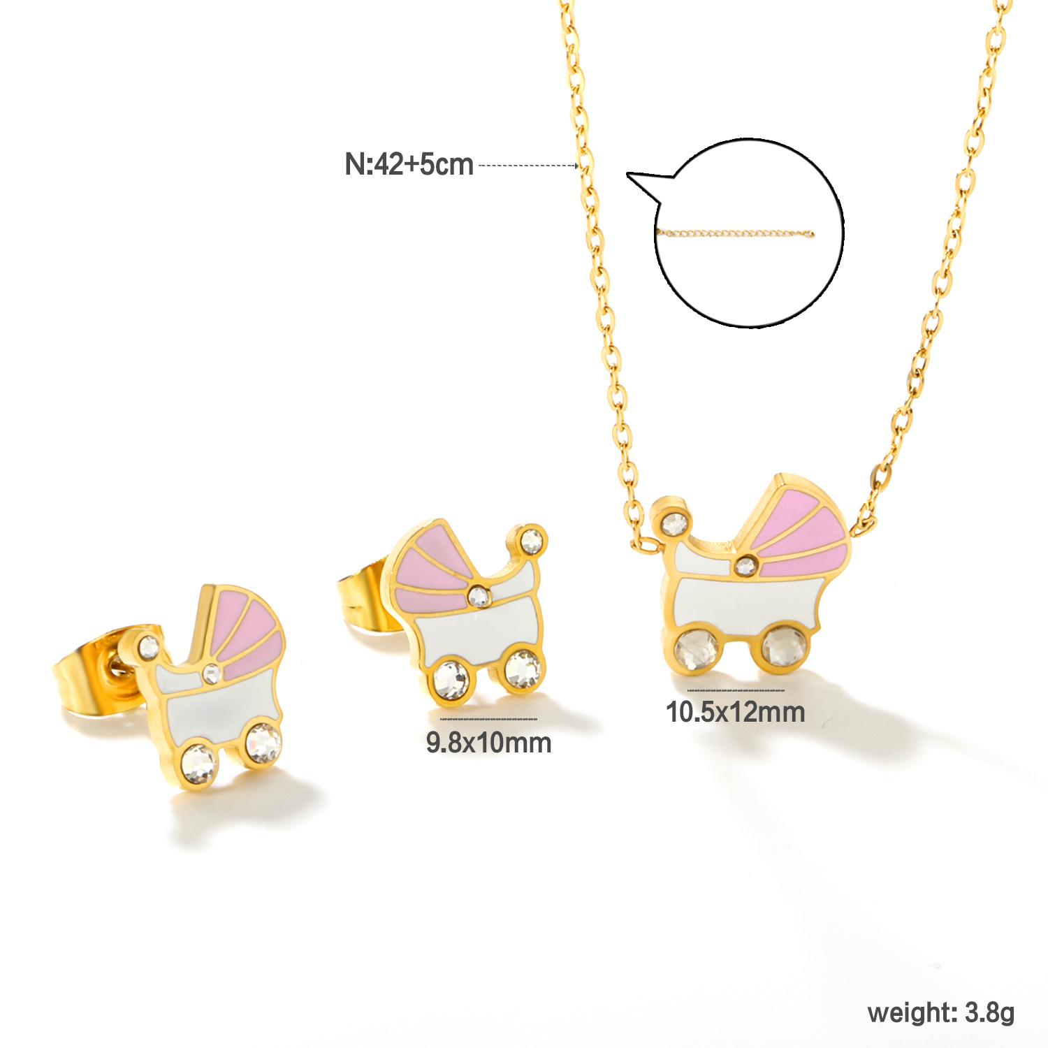 

[Sweet Cute Metal Candy Heart Ghost Pendant Minimalist Personality Earrings Necklace Jewelry Set]