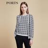 PORTS Women's Color-Block Logo Jacquard Knit Cardigan